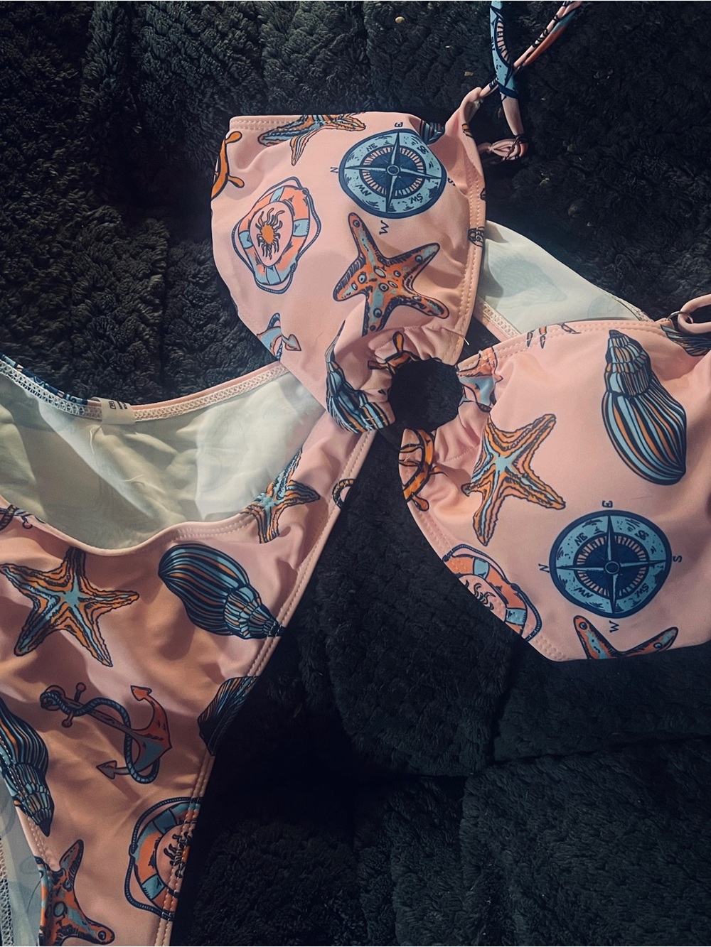 Pink Seashell & Starfish Women's Bikini Top